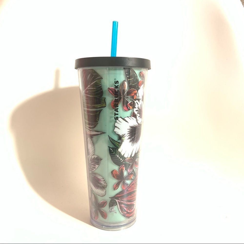 Starbucks floral tropical teal venti